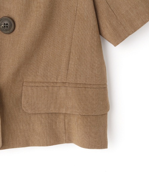 FREE'S MART（フリーズマート）の「【Sシリーズ対応】綿麻半袖ショート丈ジャケット（テーラードジャケット・レディース・ブルー/ブラウン/ベージュ・MEDIUM/SMALL）」の10枚目の写真