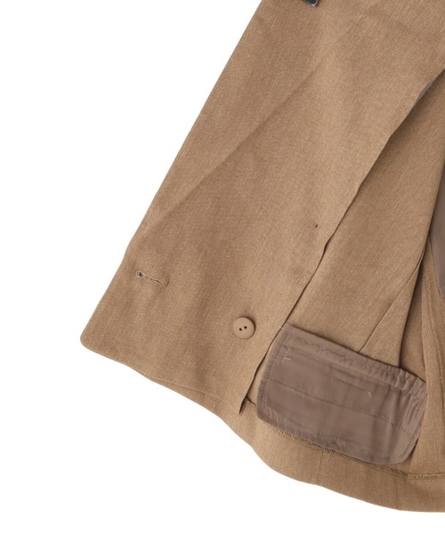FREE'S MART（フリーズマート）の「【Sシリーズ対応】綿麻半袖ショート丈ジャケット（テーラードジャケット・レディース・ブルー/ブラウン/ベージュ・MEDIUM/SMALL）」の11枚目の写真