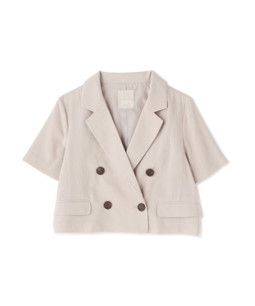 FREE'S MART（フリーズマート）の「【Sシリーズ対応】綿麻半袖ショート丈ジャケット（テーラードジャケット・レディース・ブルー/ブラウン/ベージュ・MEDIUM/SMALL）」の15枚目の写真