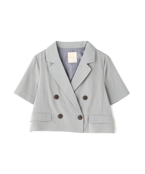 FREE'S MART（フリーズマート）の「【Sシリーズ対応】綿麻半袖ショート丈ジャケット（テーラードジャケット・レディース・ブルー/ブラウン/ベージュ・MEDIUM/SMALL）」の16枚目の写真