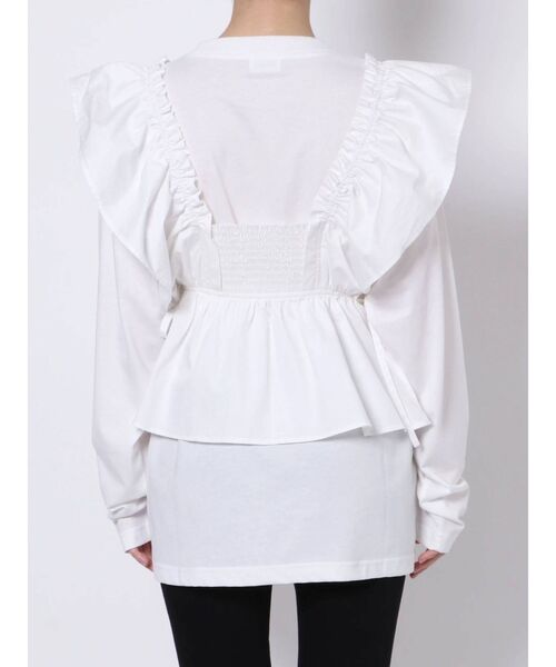 merry jenny（メリージェニー）の「シャーリングレイヤードビスチェ（Tシャツ/カットソー・レディース・オフホワイト/ブラック・FREE）」の8枚目の写真