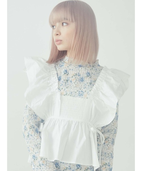 merry jenny（メリージェニー）の「シャーリングレイヤードビスチェ（Tシャツ/カットソー・レディース・オフホワイト/ブラック・FREE）」の14枚目の写真