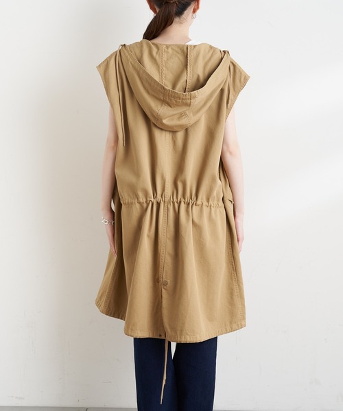CIAOPANIC TYPY(チャオパニックティピー)の「ミリタリーフードロングベスト(ベスト・レディース・カーキ/ベージュ・ONE SIZE)」の11枚目の写真
