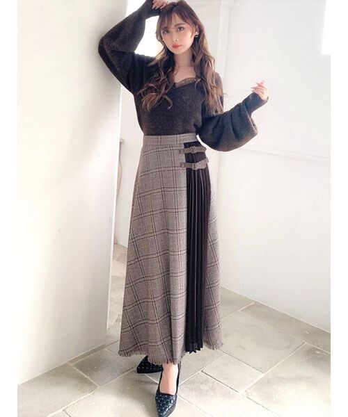 RESEXXY（リゼクシー）の「ダブルバックルレイヤードスカート（スカート・レディース・ブラック/ブラウン・FREE）」の3枚目の写真