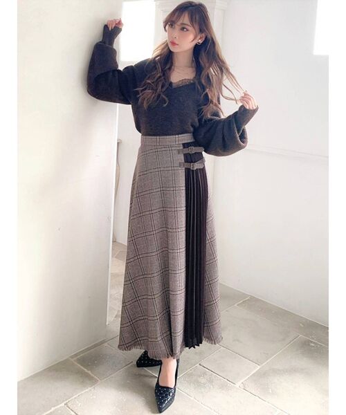 RESEXXY（リゼクシー）の「ダブルバックルレイヤードスカート（スカート・レディース・ブラック/ブラウン・FREE）」の4枚目の写真