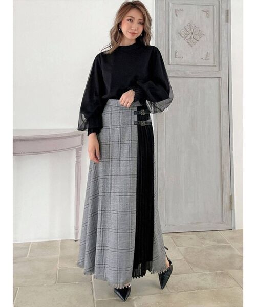 RESEXXY（リゼクシー）の「ダブルバックルレイヤードスカート（スカート・レディース・ブラック/ブラウン・FREE）」の8枚目の写真