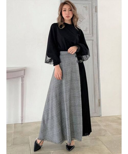 RESEXXY（リゼクシー）の「ダブルバックルレイヤードスカート（スカート・レディース・ブラック/ブラウン・FREE）」の9枚目の写真