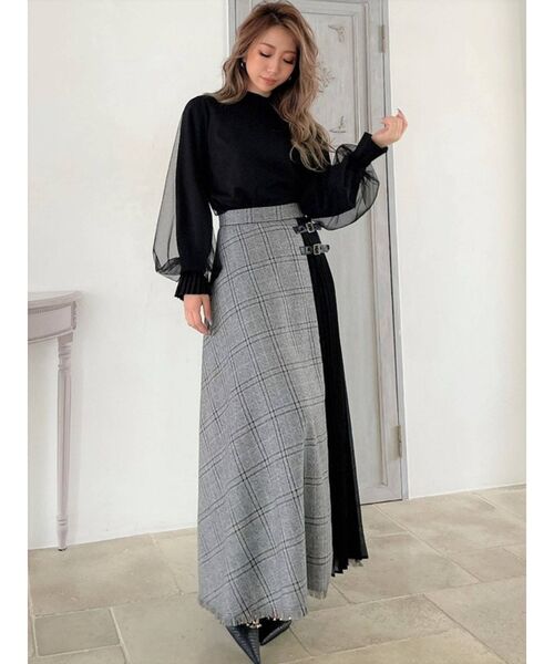 RESEXXY（リゼクシー）の「ダブルバックルレイヤードスカート（スカート・レディース・ブラック/ブラウン・FREE）」の10枚目の写真