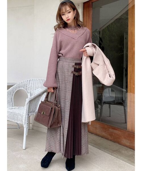 RESEXXY（リゼクシー）の「ダブルバックルレイヤードスカート（スカート・レディース・ブラック/ブラウン・FREE）」の14枚目の写真