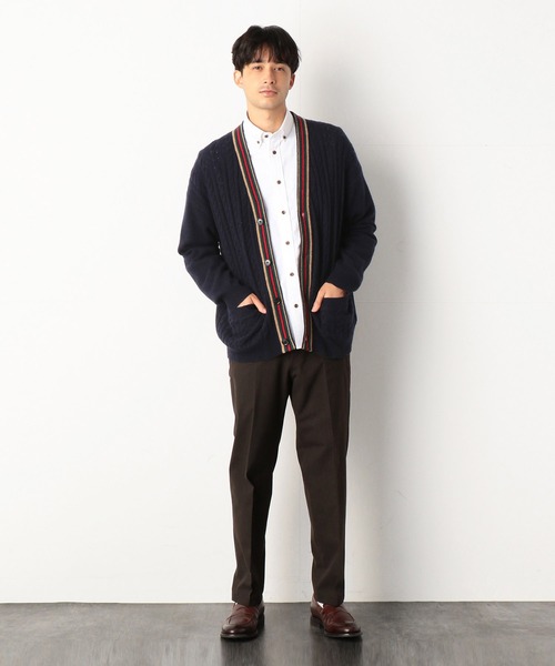 COMME　CA COMMUNE（コムサコミューン）の「【CASA DEL FILATO】　ビッグ　ケーブルニット　カーディガン（カーディガン/ボレロ・メンズ・ネイビー/キャメル・FREE）」の7枚目の写真