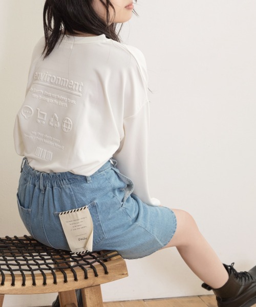 Mysa&Liina(ミーサリーナ)の「立体ロゴロンTシャツ(Tシャツ/カットソー・レディース・ブラック/オフホワイト/ダークオレンジ・M)」の2枚目の写真