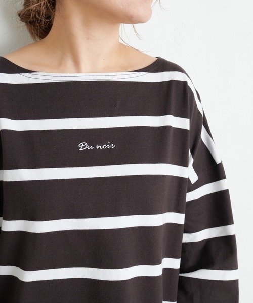 PUAL CE CIN（ピュアルセシン）の「【Du noir】防油加工ロゴ刺繍プルオーバー（Tシャツ/カットソー・レディース・ブラック/グレー/その他1/その他2・FREE）」の4枚目の写真