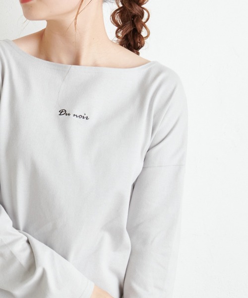 PUAL CE CIN（ピュアルセシン）の「【Du noir】防油加工ロゴ刺繍プルオーバー（Tシャツ/カットソー・レディース・ブラック/グレー/その他1/その他2・FREE）」の3枚目の写真