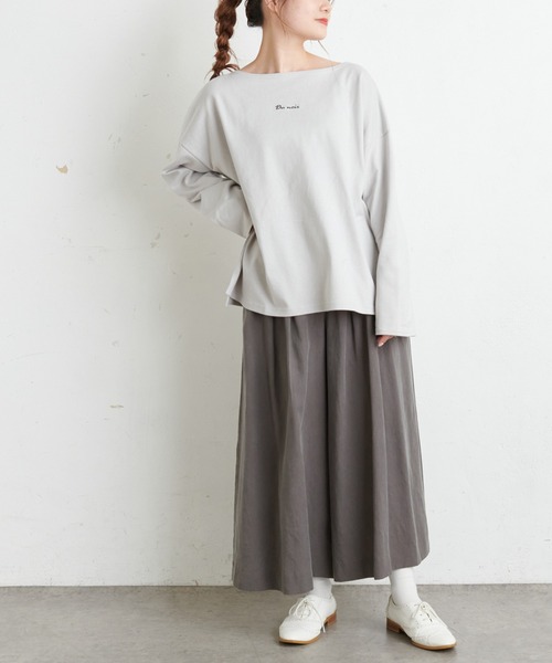 PUAL CE CIN（ピュアルセシン）の「【Du noir】防油加工ロゴ刺繍プルオーバー（Tシャツ/カットソー・レディース・ブラック/グレー/その他1/その他2・FREE）」の7枚目の写真