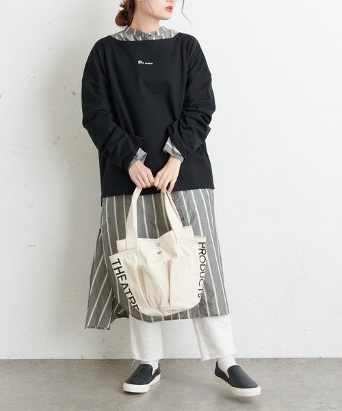 PUAL CE CIN（ピュアルセシン）の「【Du noir】防油加工ロゴ刺繍プルオーバー（Tシャツ/カットソー・レディース・ブラック/グレー/その他1/その他2・FREE）」の12枚目の写真