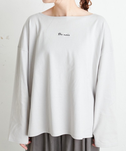 PUAL CE CIN（ピュアルセシン）の「【Du noir】防油加工ロゴ刺繍プルオーバー（Tシャツ/カットソー・レディース・ブラック/グレー/その他1/その他2・FREE）」の5枚目の写真