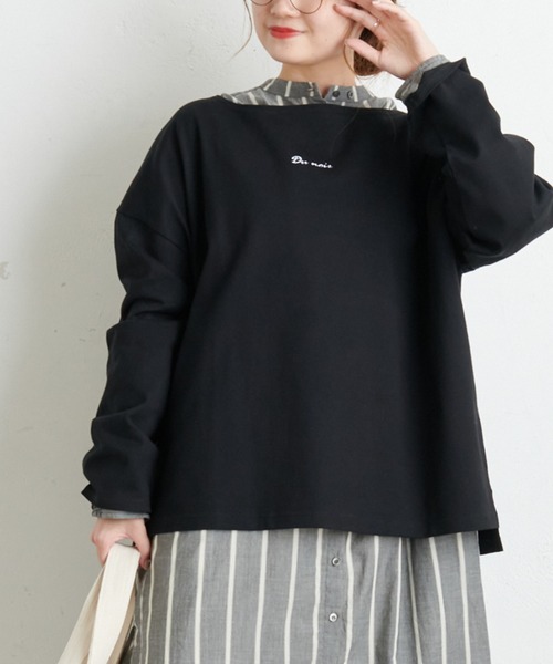 PUAL CE CIN（ピュアルセシン）の「【Du noir】防油加工ロゴ刺繍プルオーバー（Tシャツ/カットソー・レディース・ブラック/グレー/その他1/その他2・FREE）」の11枚目の写真