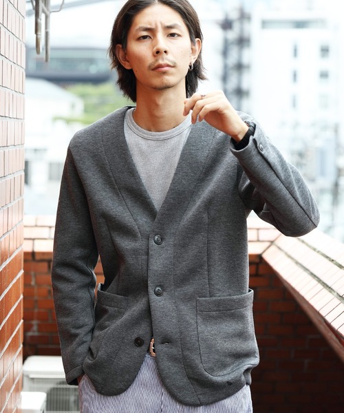 ８(eight)（エイト）の「ポンチノーカラージャケット（ノーカラージャケット・メンズ・チャコールグレー/ネイビー/ブラック・MEDIUM/X-LARGE/LARGE）」の2枚目の写真