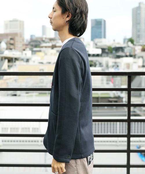 ８(eight)（エイト）の「ポンチノーカラージャケット（ノーカラージャケット・メンズ・チャコールグレー/ネイビー/ブラック・MEDIUM/X-LARGE/LARGE）」の7枚目の写真