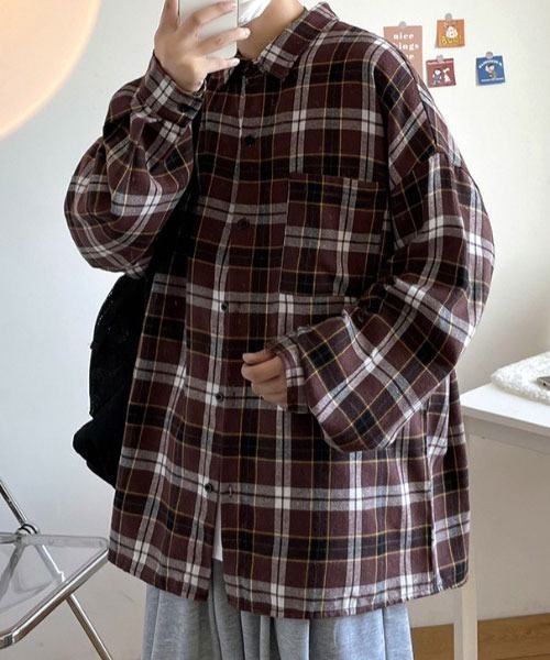 MGV（エムジーヴィー）の「胸ポケットチェックオーバーサイズシャツ（シャツ/ブラウス・メンズ・パープル/ブラウン/グリーン・MEDIUM/LARGE/X-LARGE）」の21枚目の写真