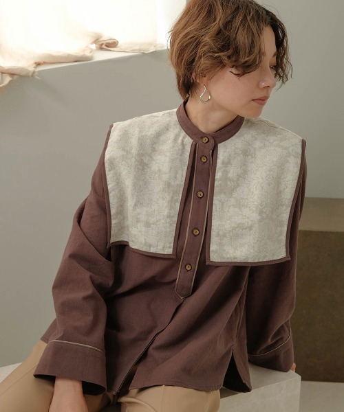 Bab（バブ）の「【WEB限定】ビックカラーデザインブラウス（シャツ/ブラウス・レディース・ベージュ/グレー/モカ・M）」の2枚目の写真