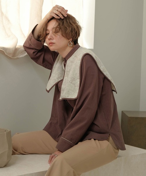 Bab（バブ）の「【WEB限定】ビックカラーデザインブラウス（シャツ/ブラウス・レディース・ベージュ/グレー/モカ・M）」の7枚目の写真