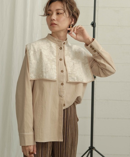 Bab（バブ）の「【WEB限定】ビックカラーデザインブラウス（シャツ/ブラウス・レディース・ベージュ/グレー/モカ・M）」の15枚目の写真