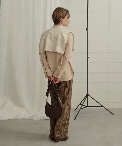 Bab（バブ）の「【WEB限定】ビックカラーデザインブラウス（シャツ/ブラウス・レディース・ベージュ/グレー/モカ・M）」の12枚目の写真