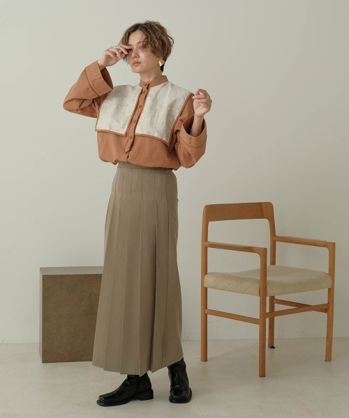 Bab（バブ）の「【WEB限定】ビックカラーデザインブラウス（シャツ/ブラウス・レディース・ベージュ/グレー/モカ・M）」の13枚目の写真