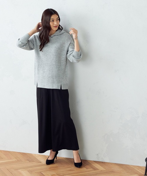 COMME CA ISM（コムサイズム）の「【WEB/一部店舗限定カラー：グレー、サックス】 ニットパーカ（ニット/セーター・レディース・オレンジ/チャコール/ラベンダー/ベージュ/グレー/サックスブルー・LARGE/MEDIUM）」の17枚目の写真