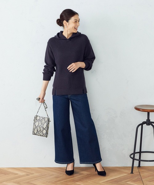 COMME CA ISM（コムサイズム）の「【WEB/一部店舗限定カラー：グレー、サックス】 ニットパーカ（ニット/セーター・レディース・オレンジ/チャコール/ラベンダー/ベージュ/グレー/サックスブルー・LARGE/MEDIUM）」の20枚目の写真