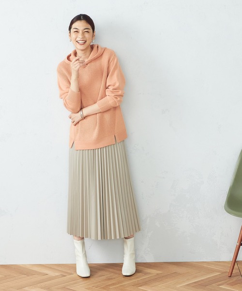 COMME CA ISM（コムサイズム）の「【WEB/一部店舗限定カラー：グレー、サックス】 ニットパーカ（ニット/セーター・レディース・オレンジ/チャコール/ラベンダー/ベージュ/グレー/サックスブルー・LARGE/MEDIUM）」の13枚目の写真