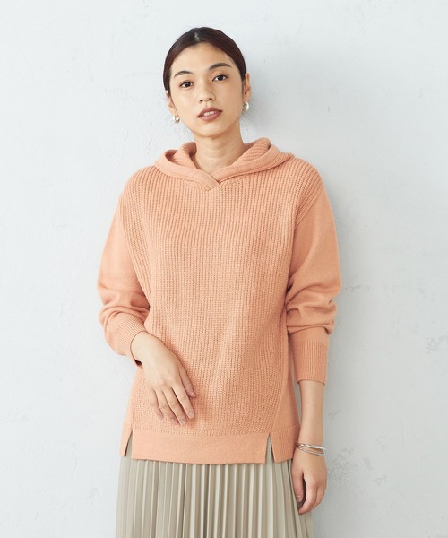 COMME CA ISM（コムサイズム）の「【WEB/一部店舗限定カラー：グレー、サックス】 ニットパーカ（ニット/セーター・レディース・オレンジ/チャコール/ラベンダー/ベージュ/グレー/サックスブルー・LARGE/MEDIUM）」の15枚目の写真