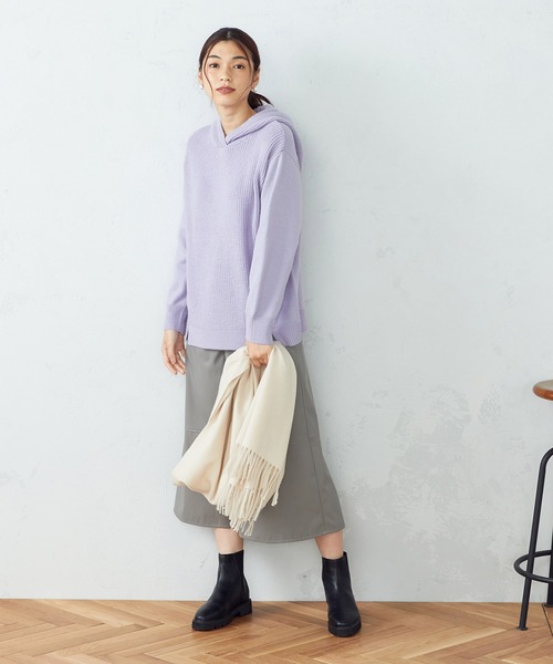 COMME CA ISM（コムサイズム）の「【WEB/一部店舗限定カラー：グレー、サックス】 ニットパーカ（ニット/セーター・レディース・オレンジ/チャコール/ラベンダー/ベージュ/グレー/サックスブルー・LARGE/MEDIUM）」の18枚目の写真