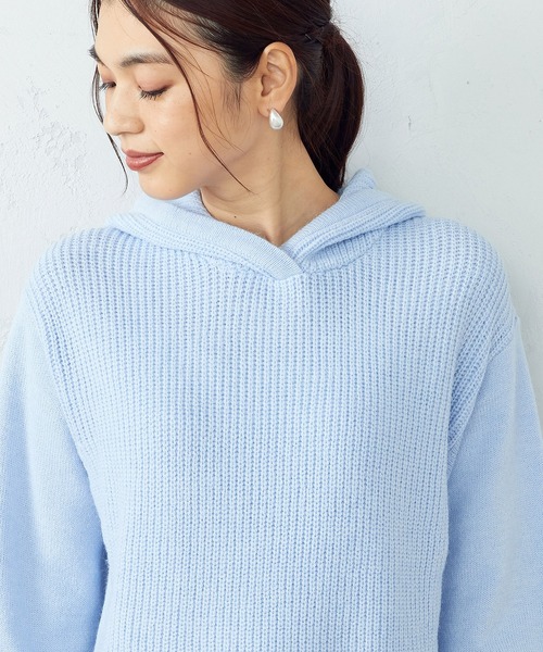 COMME CA ISM（コムサイズム）の「【WEB/一部店舗限定カラー：グレー、サックス】 ニットパーカ（ニット/セーター・レディース・オレンジ/チャコール/ラベンダー/ベージュ/グレー/サックスブルー・LARGE/MEDIUM）」の19枚目の写真