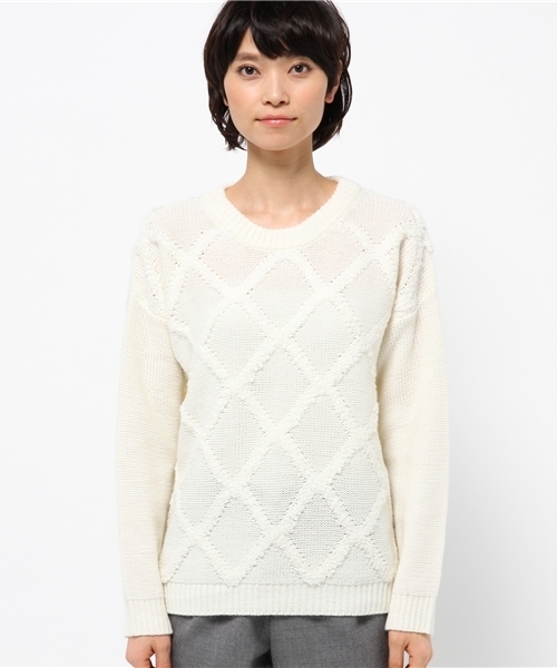 OUTLET（アウトレット）の「【CAPRICIEUX LE'MAGE】アーガイル風プルオーバー（ニット/セーター・レディース・グレー/レッド/ホワイト・FREE）」の5枚目の写真