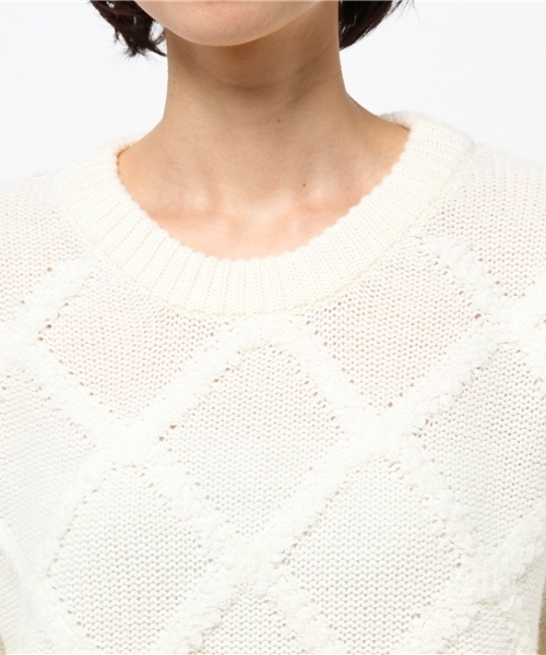 OUTLET（アウトレット）の「【CAPRICIEUX LE'MAGE】アーガイル風プルオーバー（ニット/セーター・レディース・グレー/レッド/ホワイト・FREE）」の8枚目の写真
