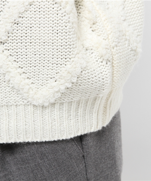 OUTLET（アウトレット）の「【CAPRICIEUX LE'MAGE】アーガイル風プルオーバー（ニット/セーター・レディース・グレー/レッド/ホワイト・FREE）」の10枚目の写真