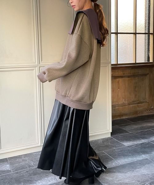 junoah（ジュノア）の「セーラーカラースウェットトップス（スウェット・レディース・ホワイト/ブラック/ブルー/モカ/ピンク系その他・FREE）」の11枚目の写真