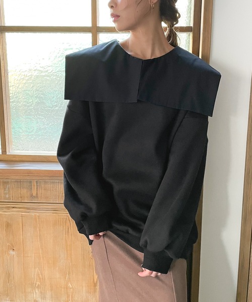 junoah（ジュノア）の「セーラーカラースウェットトップス（スウェット・レディース・ホワイト/ブラック/ブルー/モカ/ピンク系その他・FREE）」の12枚目の写真
