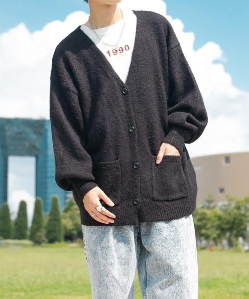 PairPair（ペアペア）の「モヘアライクカラーカーディガン（ユニセックス）（カーディガン/ボレロ・レディース・ブラック/ブラウン/カーキ/マスタード/グレイッシュブルー・FREE）」の7枚目の写真