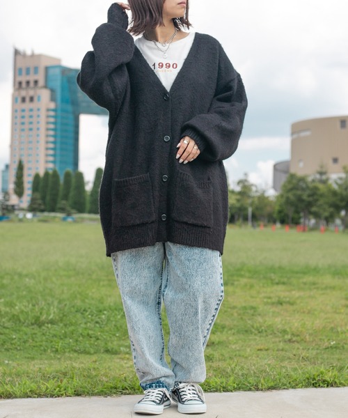 PairPair（ペアペア）の「モヘアライクカラーカーディガン（ユニセックス）（カーディガン/ボレロ・レディース・ブラック/ブラウン/カーキ/マスタード/グレイッシュブルー・FREE）」の15枚目の写真