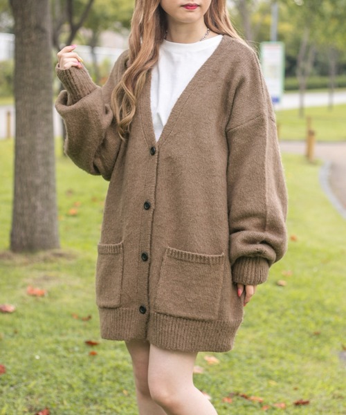 PairPair（ペアペア）の「モヘアライクカラーカーディガン（ユニセックス）（カーディガン/ボレロ・レディース・ブラック/ブラウン/カーキ/マスタード/グレイッシュブルー・FREE）」の8枚目の写真