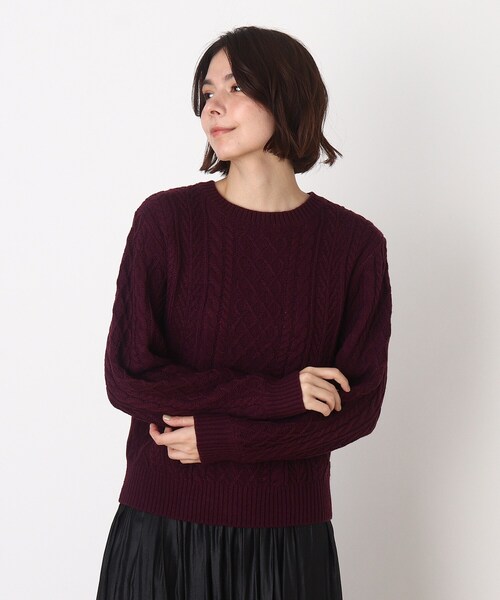 DRESKIP（ドレスキップ）の「◆バックリボンケ－ブルニット（ニット/セーター・レディース・オフホワイト/ライトベージュ/グリーン系/パープル系・02/03/04）」の4枚目の写真