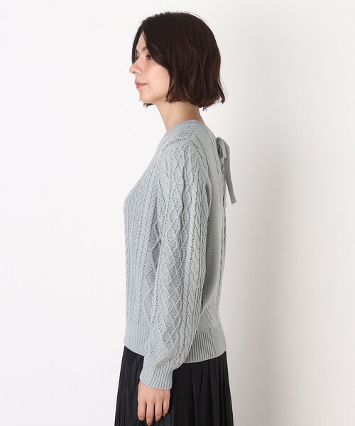 DRESKIP（ドレスキップ）の「◆バックリボンケ－ブルニット（ニット/セーター・レディース・オフホワイト/ライトベージュ/グリーン系/パープル系・02/03/04）」の16枚目の写真