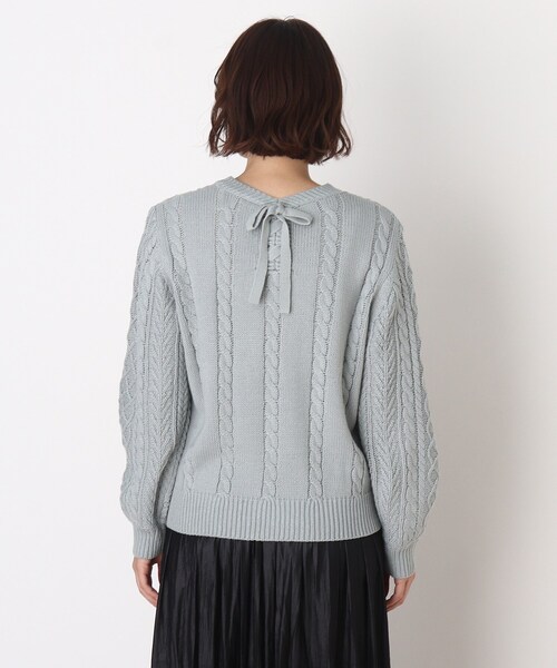 DRESKIP（ドレスキップ）の「◆バックリボンケ－ブルニット（ニット/セーター・レディース・オフホワイト/ライトベージュ/グリーン系/パープル系・02/03/04）」の8枚目の写真