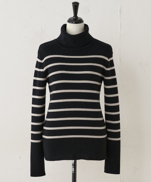 BEARDSLEY（ビアズリー）の「ボーダーハイネックニット（ニット/セーター・レディース・ブラック/ホワイト・FREE）」の16枚目の写真