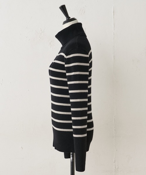 BEARDSLEY（ビアズリー）の「ボーダーハイネックニット（ニット/セーター・レディース・ブラック/ホワイト・FREE）」の20枚目の写真