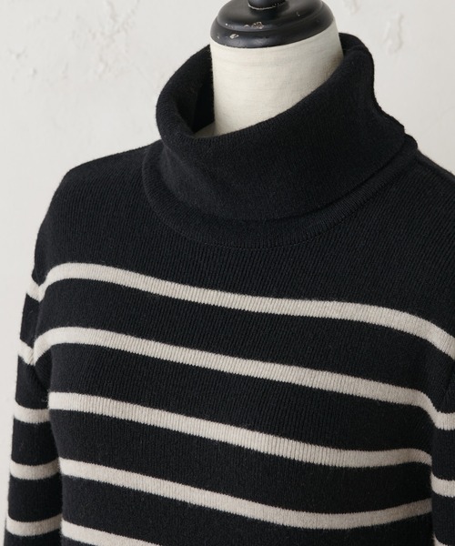 BEARDSLEY（ビアズリー）の「ボーダーハイネックニット（ニット/セーター・レディース・ブラック/ホワイト・FREE）」の22枚目の写真