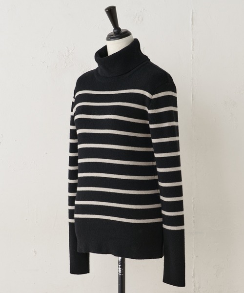 BEARDSLEY（ビアズリー）の「ボーダーハイネックニット（ニット/セーター・レディース・ブラック/ホワイト・FREE）」の17枚目の写真